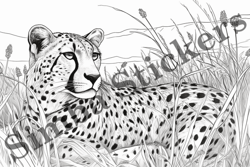 Colouring pages, Bundle of cheetahs, 25 images