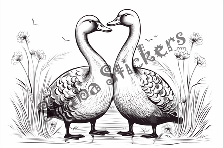 Colouring pages, bundle of geese in love, 10 images