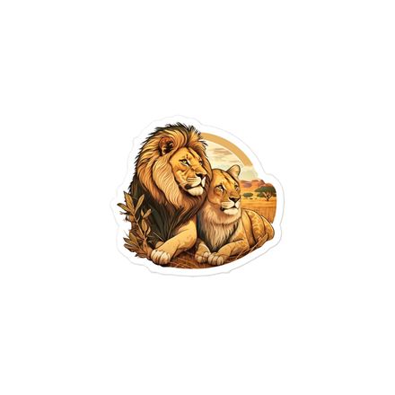 Sticker 3x3, Male lion with lioness, sticker