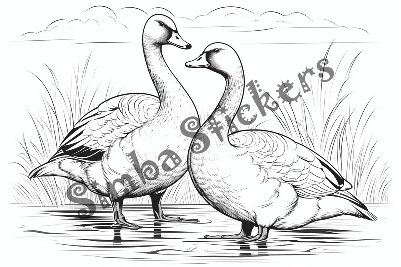 Colouring pages, bundle of geese in love, 10 images