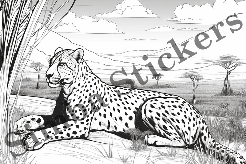 Colouring pages, Bundle of cheetahs, 10 images