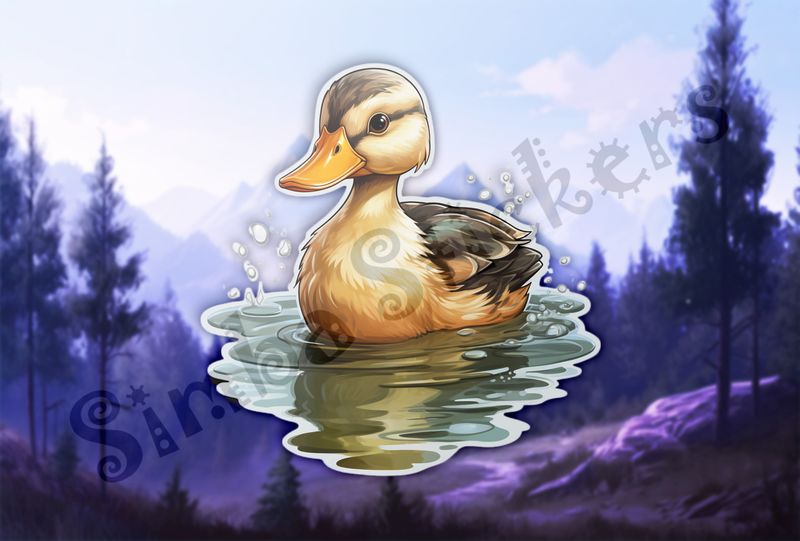Duckling in a pond