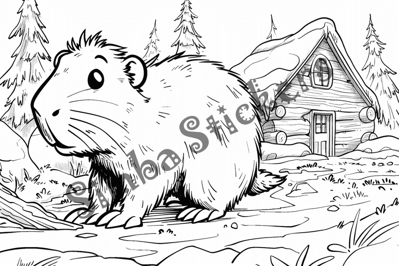 Colouring pages, bundle of capybaras, 50 images, pack 2