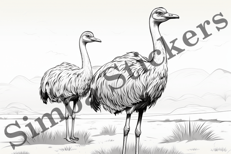 Colouring pages, Bundle of ostriches, 25 images