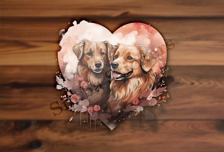 Dogs in love, watercolour