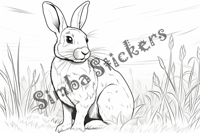 Colouring pages, bundle of rabbits, 25 images