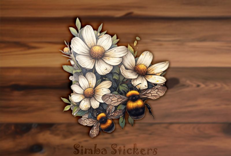 Bees on top of white flowers