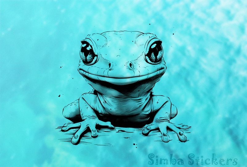Lizard staring straight ahead, outline art