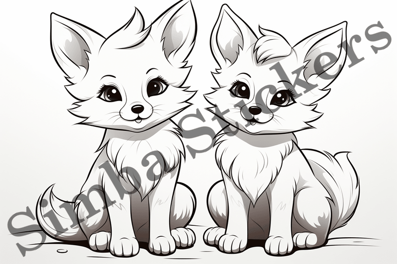 Colouring pages, Bundle of foxes, 25 images