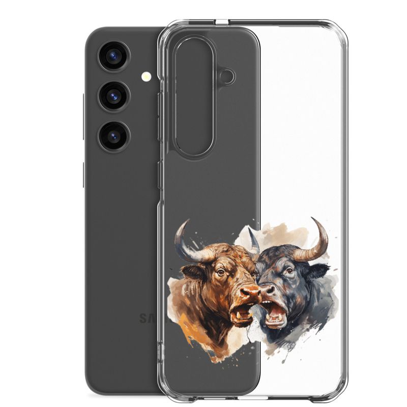 Clear Case for Samsung, Bulls facing up to each other, watercolour, dx5eff