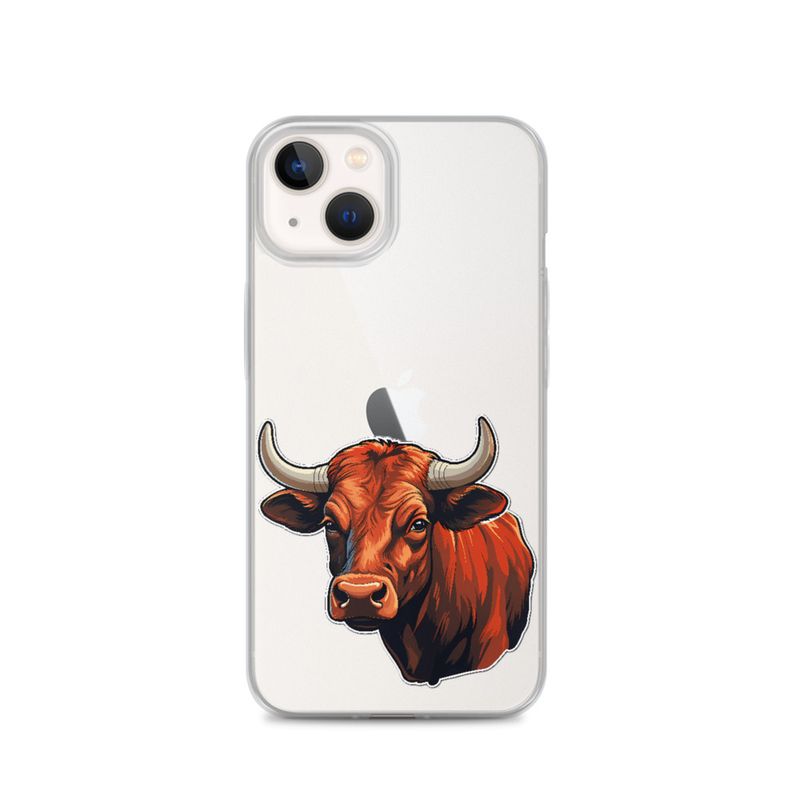 Clear Case for iPhone, Bull face, partial side view, bpor80