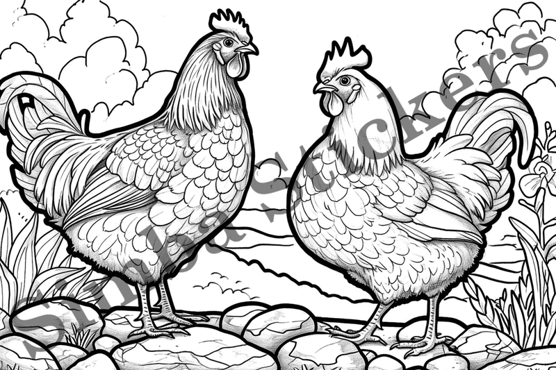 Colouring pages, Bundle of chicken, 25 images