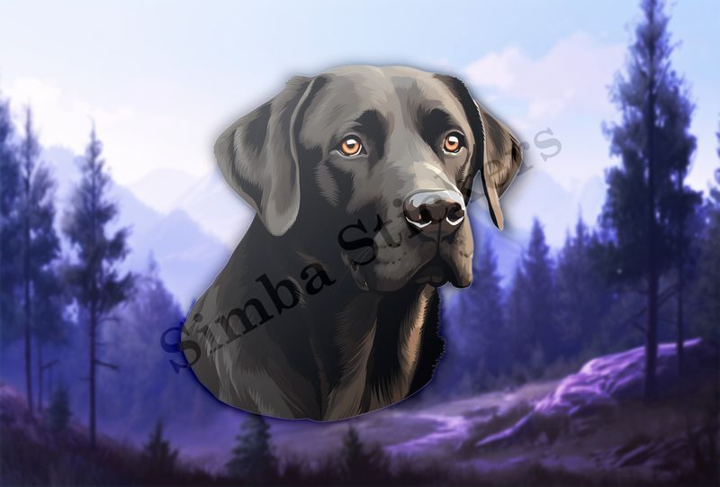 Black labrador dog face slightly turned