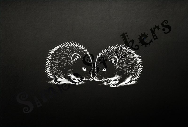 Porcupine in love nose-to-nose, outline art