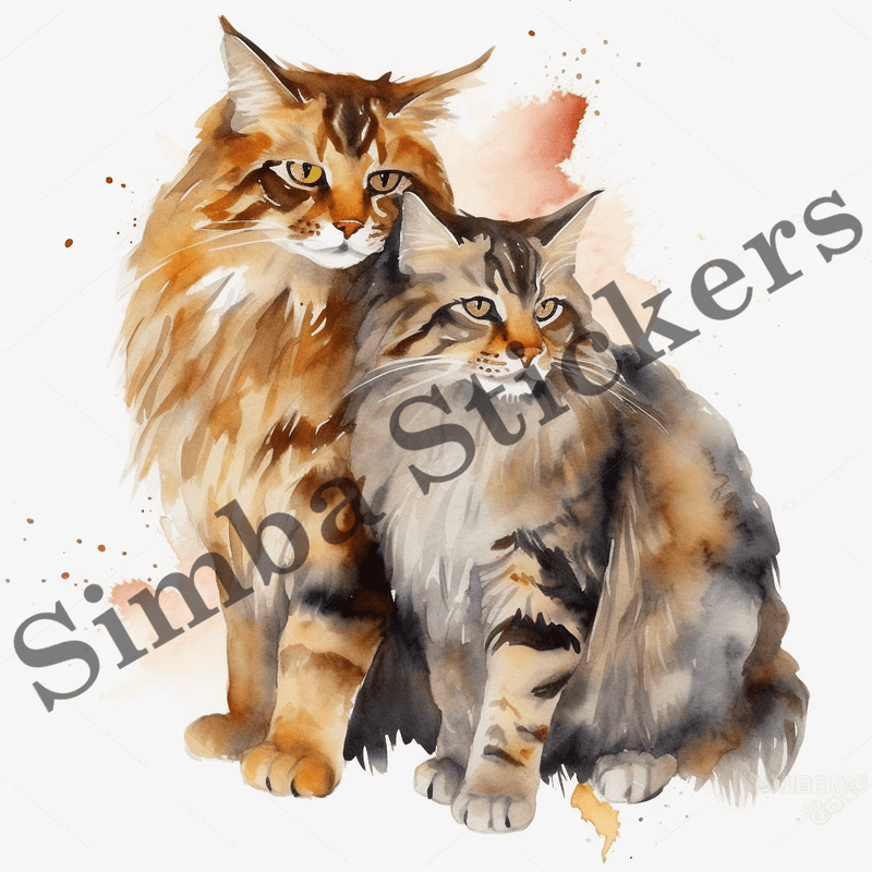 Maine Coon cats in love, image set, 10 images