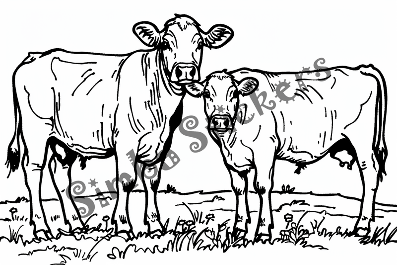 Colouring pages, bundle of cattle, 25 images