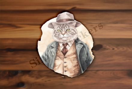 Cat in vitage suit, watercolour