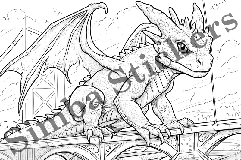 Colouring pages, bundle of dragons, 25 images