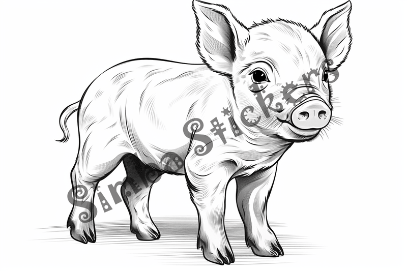 Colouring pages, bundle of pigs, 25 images