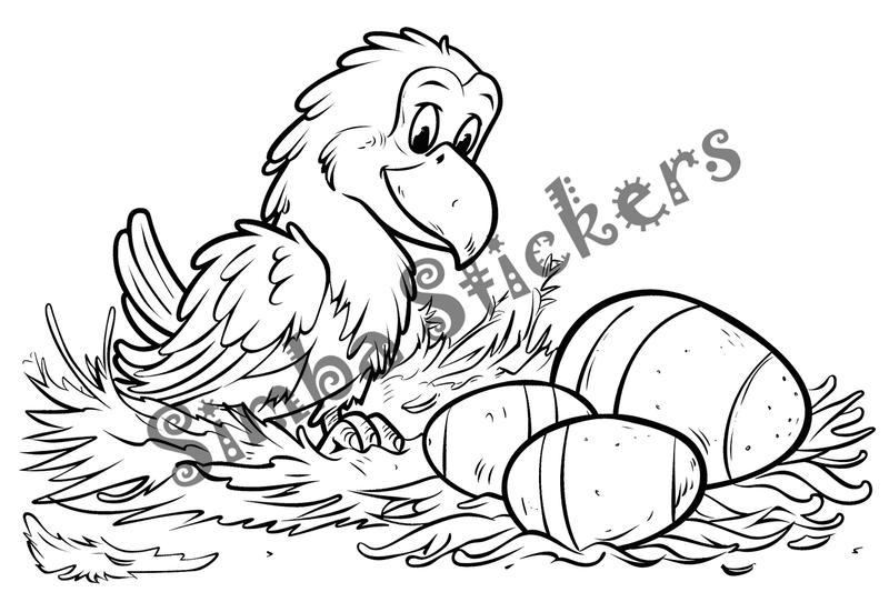 Colouring pages, bundle of vultures witch chicks, 10 images, z7jiwb