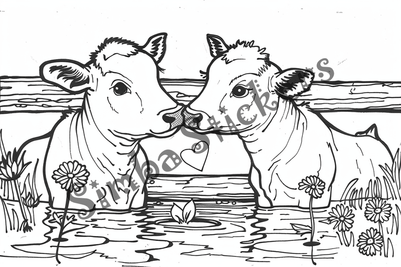 Colouring pages, bundle of cattle, 50 images