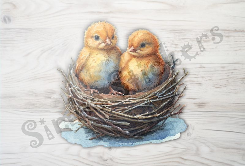 Two Chicks in bird&#x27;s nest