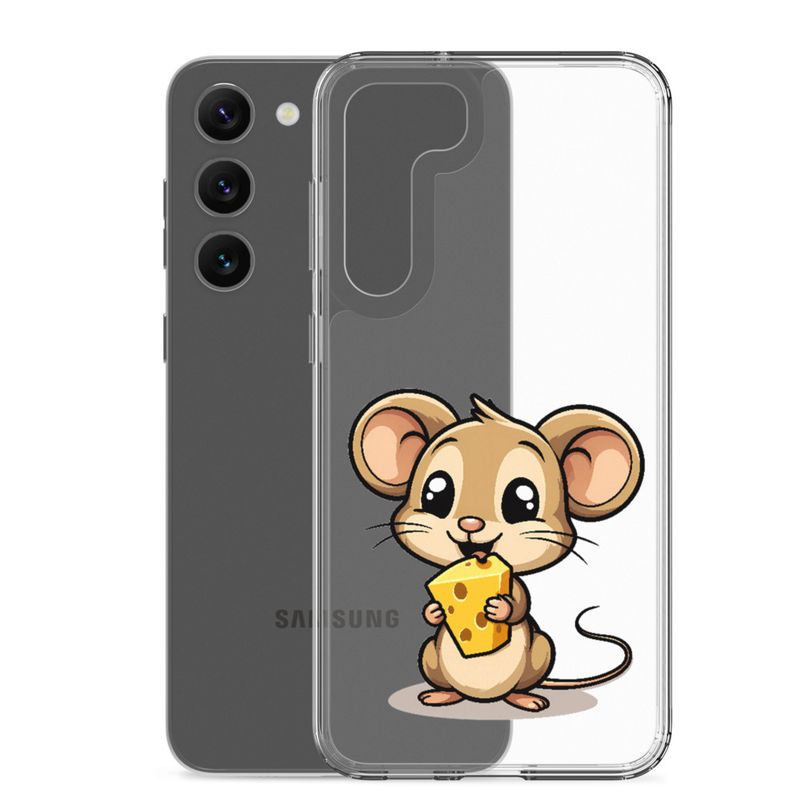 Clear Case for Samsung, Small Mouse happily licking large chunk of cheese, pqapy6