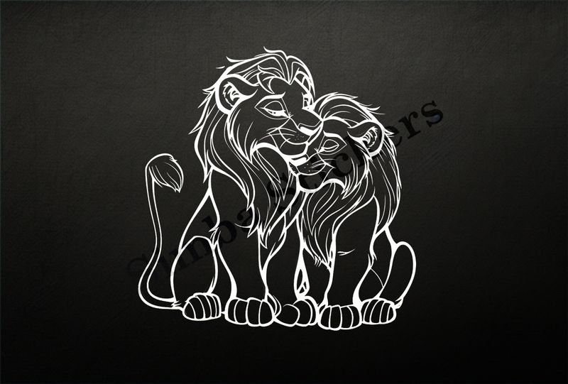 Lion and lioness, romantic, outline art