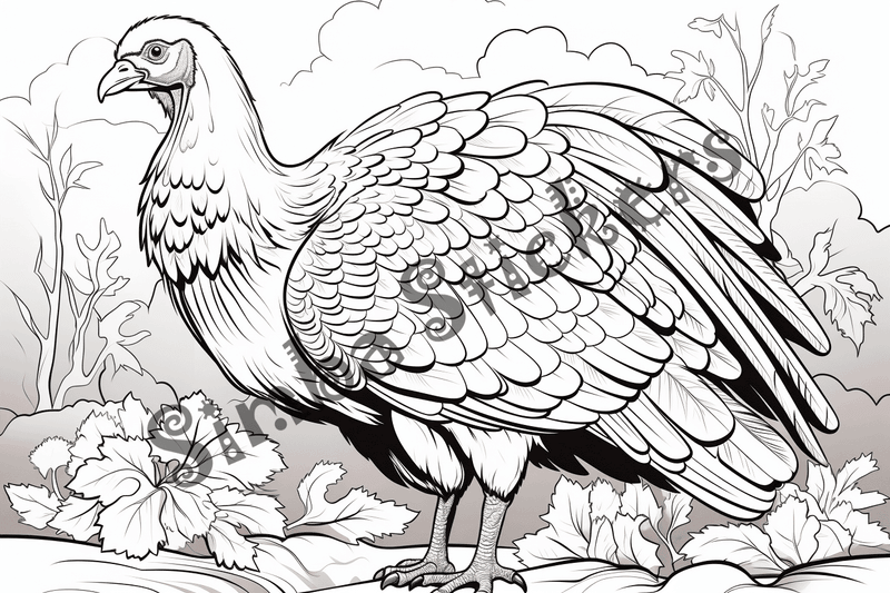 Colouring pages, bundle of turkeys, 50 images