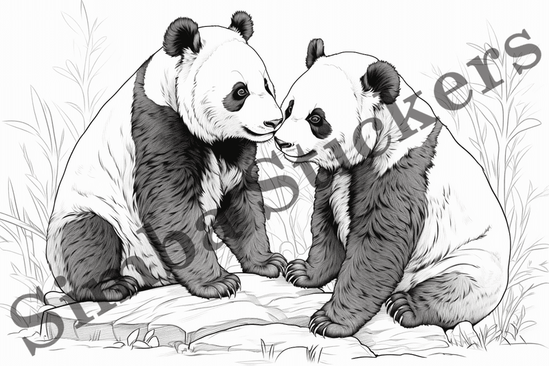 Colouring pages, bundle of pandas, 25 images, ldtg6c