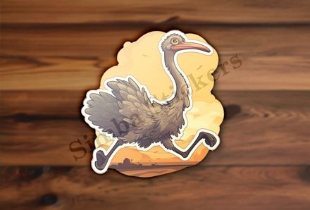 Ostrich running, bright sunny background
