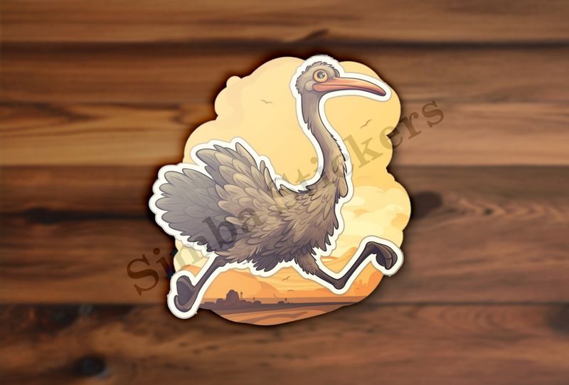 Ostrich running, bright sunny background