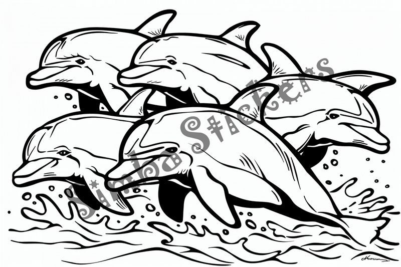 Colouring pages, bundle of dolphins, 25 images 2