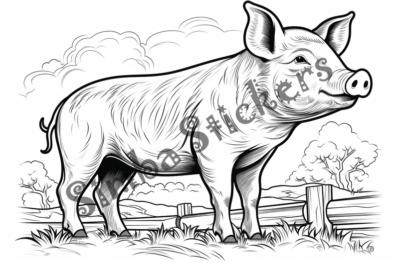 Colouring pages, bundle of pigs, 25 images 2