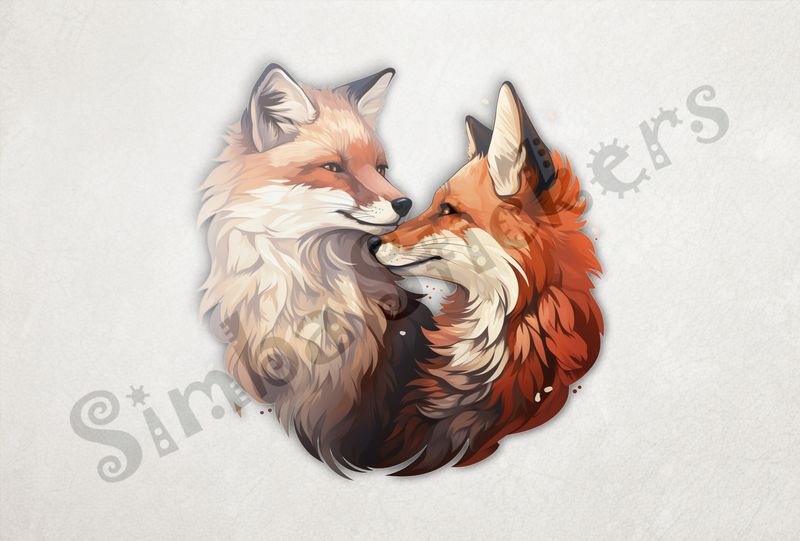 Two red foxes nose-to-nose
