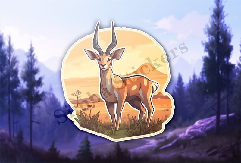 Antelope in the Savanna, mountains in the background