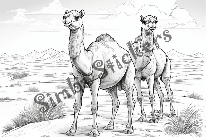 Colouring pages, bundle of camels, 25 images 2