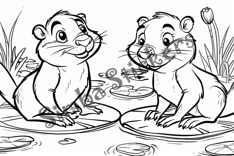Colouring pages, bundle of beavers, 50 images