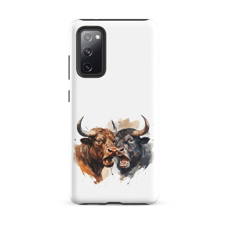 Tough Case for Samsung, Bulls facing up to each other, watercolour, dx5eff
