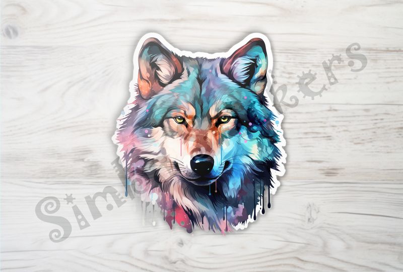 Wolf serious, watercolour