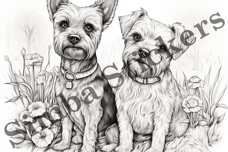 Colouring pages, Bundle of dogs in love, 10 images