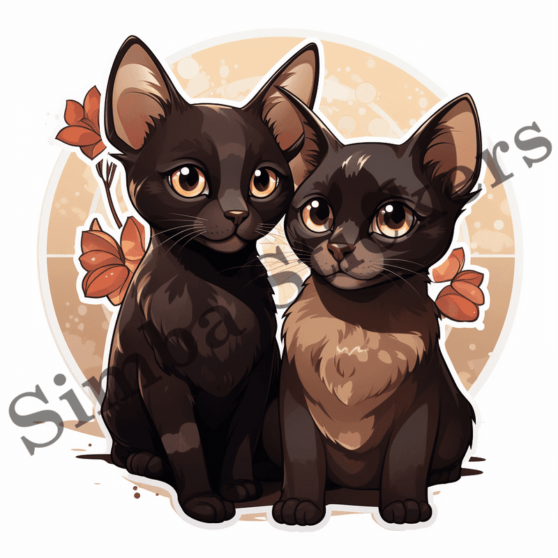 Burmese cats in love, image set, 10 images