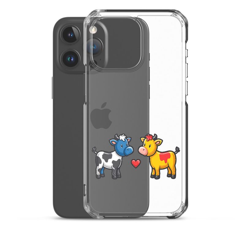 Clear Case for iPhone, Cattle, bull and cow in love, both colourful, zbyzzs