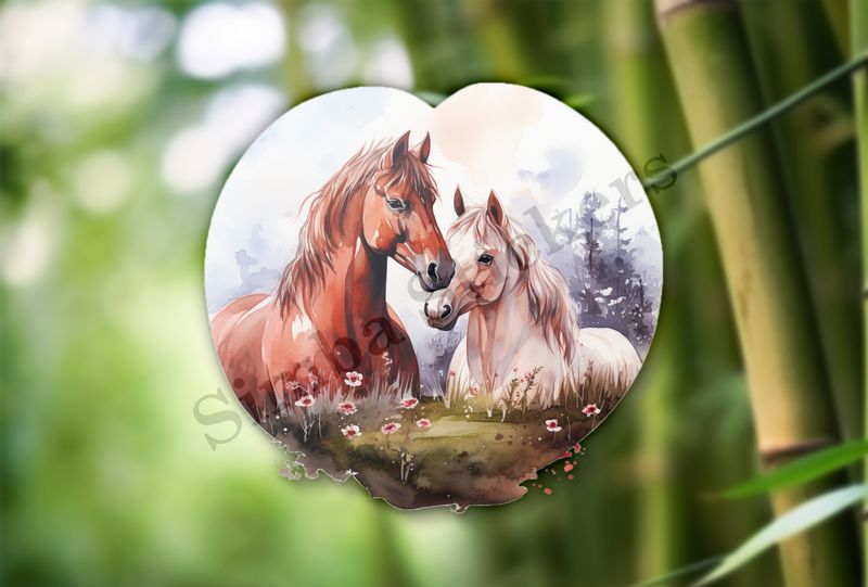 Horses in love, watercolour