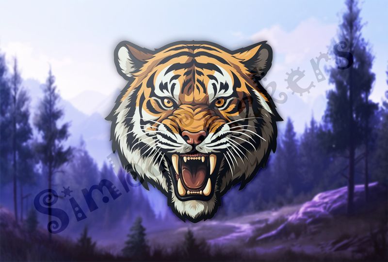 Tiger roaring, face