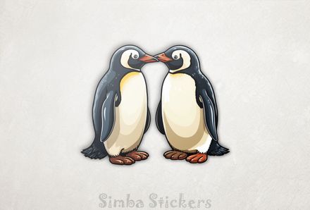 Penguins in love beak-to-beak, watercolour, eiowwf
