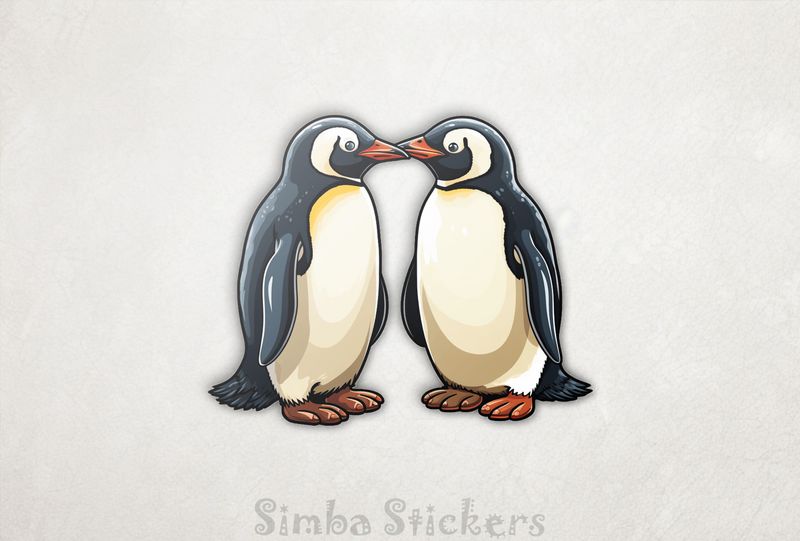 Penguins in love beak-to-beak, watercolour, eiowwf