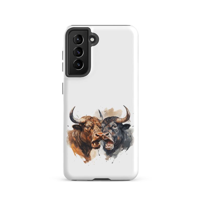 Tough Case for Samsung, Bulls facing up to each other, watercolour, dx5eff