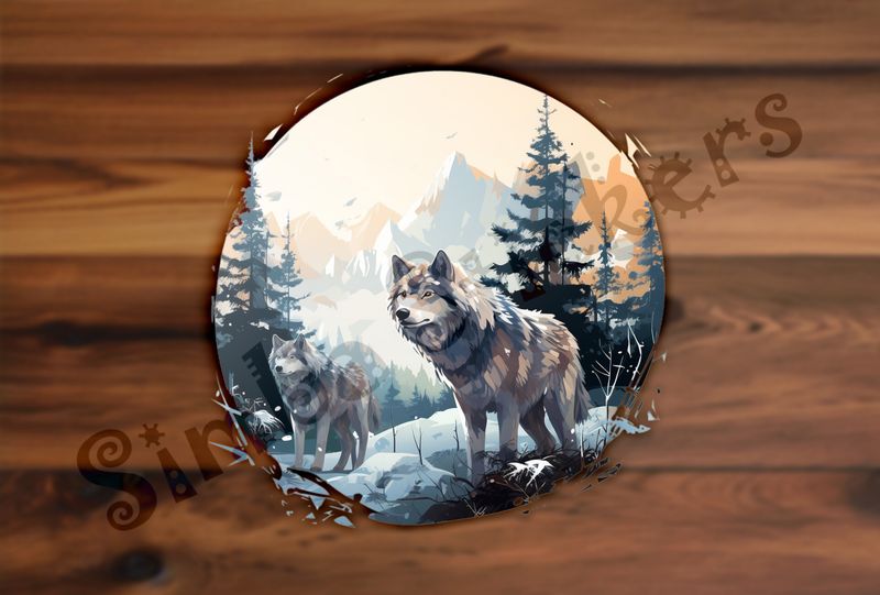 Wolves in a snowy forest