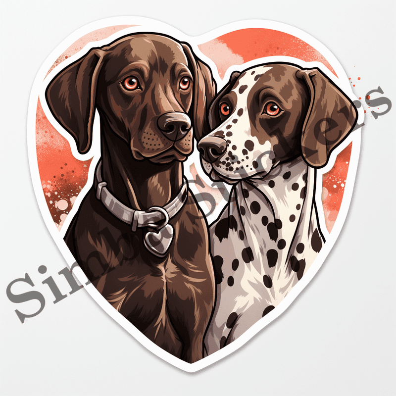 German Shorthaired Pointer dogs in love, image set, 10 images